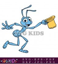 Flik Jumps And Waves His Arms Joyfully His Happiness And Excitement Spreading To Those Around Him SVG