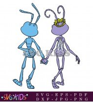 Dot And Flik Gather Food Together Their Teamwork And Collaboration Highlighting The Strength Of Their Bond SVG