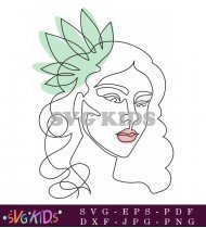 Abstract Line Art Flower Woman Face SVG