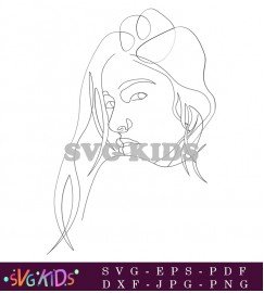 Abstract Line Art Woman Face Drawing SVG