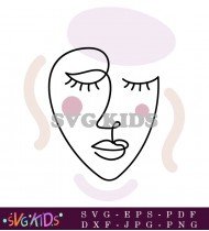 Abstract Minimalist Line Drawing Woman Face SVG