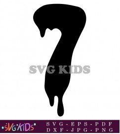 Black Drip Font Dripping Number 7 SVG