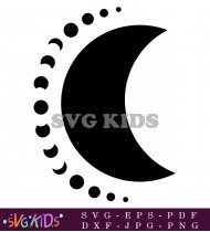 Black Crescent Moon With Moon Phases SVG