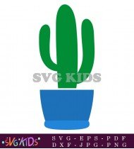 A Cactus In A Blue Pot Printable SVG