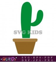 Cactus Illustration In A Brown Pot SVG