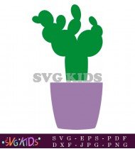 Cactus In Purple Pot Watercolor Painting SVG