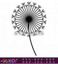 Simple Black Dandelion Flower Vector Illustration SVG