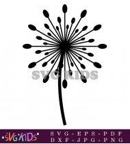 Black And White Dandelion Flower Vector SVG