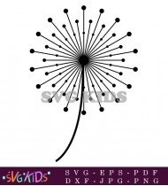 Black And White Flower Dandelion Vector SVG