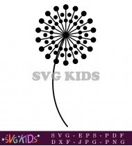 Floral Design Black Dandelion Flower Art SVG