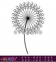 Black And White Dandelion Flower Simple SVG