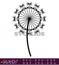 Outline Vector Dandelion Flower Floral Design SVG