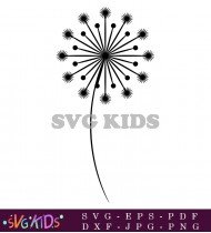 Black Dandelion Flower Vector Illustration SVG