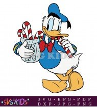 Donald Duck With Snowman And Christmas Scarf SVG