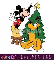 Donald Duck And Mickey With Christmas Tree SVG