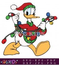 Donald Duck And Mickey With Snowman SVG