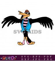 A Friendly Black Crow Stands Tall Spreading Its Wings Wearing A Colorful Scarf And Hat SVG