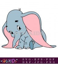 Dumbo Is In A Joyful Mood With A Wide Smile And Bright Eyes His Ears Flapping Happily SVG