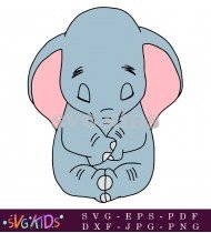 Dumbo Looks Sleepy With His Eyes Half-closed And His Head Resting Gently On His Front Legs SVG