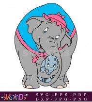 Dumbo Lovingly Embraces His Mother Wrapping His Trunk Around Her Feeling Safe And Loved SVG