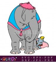 Dumbo And His Mother Walk Side By Side Dumbo’s Trunk Entwined With Hers Symbolizing Affection SVG