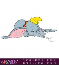 Dumbo Holds A White Feather In His Trunk Wearing A Bright Expression Of Hope And Excitement SVG