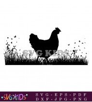 Farm Animal Silhouettes On Meadow Background SVG