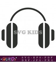 Black And White Headphone With Mic Vector SVG