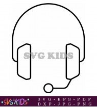 Black And White Headphone With Mic SVG 1