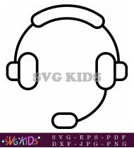 Black And White Headphone With Mic SVG 2