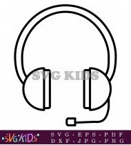 Black And White Headphone With Mic SVG 3