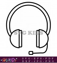 Black And White Headphone With Mic SVG 4