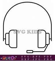 Black And White Headphone With Mic SVG 5