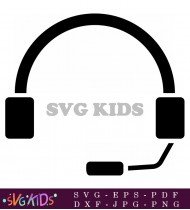 Black And White Headphone With Mic SVG 7