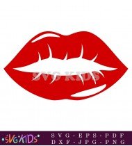 Beautiful Open Mouth Lipstick Lips Clipart SVG