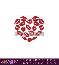 Heart Made From Red Lipstick Kisses SVG