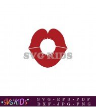 Free Red Lips Outline Valentine Printable SVG