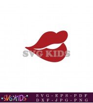 Glossy Red Lips Outline Vector Clipart SVG