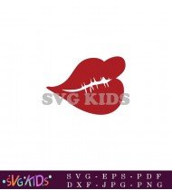 Kiss Lips Outline SVG Cut File