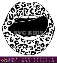 Black Leopard Print Lips Vector Design SVG 1