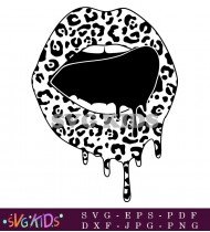 Black Leopard Print Lips Vector Design SVG 2