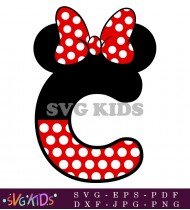 Polka Dot Letter 'c' With Minnie Mouse Bow Perfect For Crafts SVG