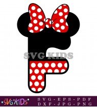 Polka Dot Letter 'f' With Minnie Mouse Bow Charming And Cute SVG