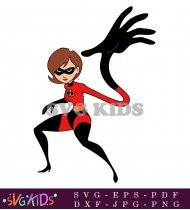 Elastigirl In An Action Pose Stretching Her Arm SVG