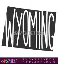 Wyoming State Outline With Bold Text SVG