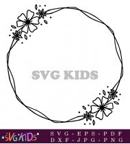 Wreath With Flowers Frame Circle SVG